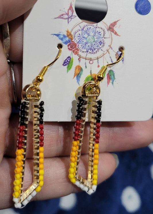 Fire Colour Asymmetrical Dangles - IndigiNature