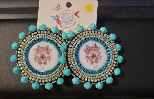 Turquoise Wolf Earrings